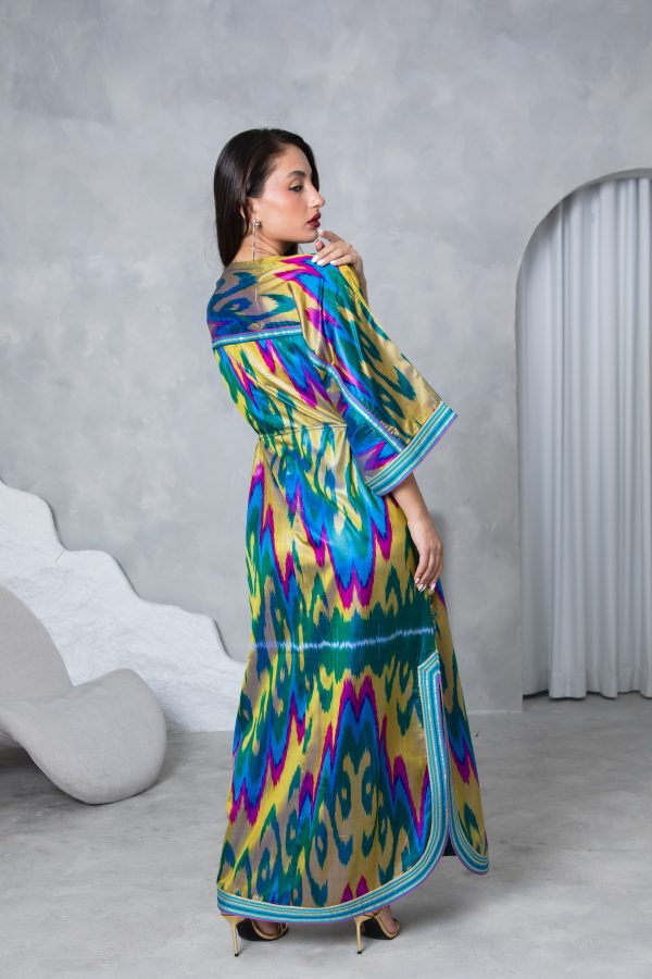 Gold Teal Tie Up Kaftan - Image 5