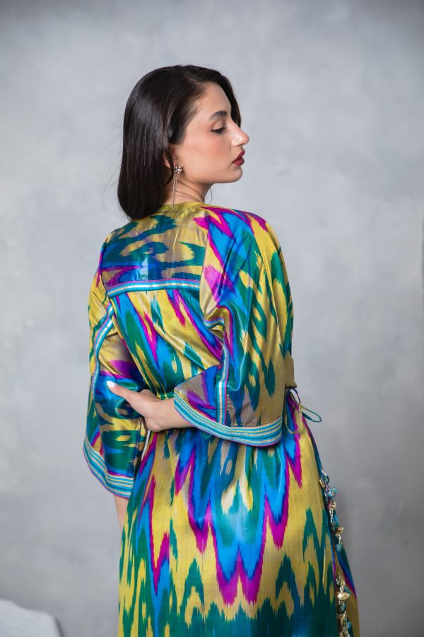 Gold Teal Tie Up Kaftan - Image 9