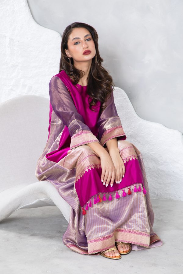 Magenta Tissue Kaftan - Image 15