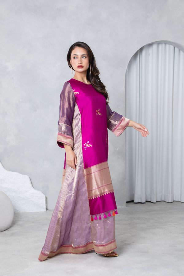 Magenta Tissue Kaftan - Image 9
