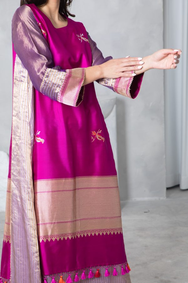 Magenta Tissue Kaftan - Image 7