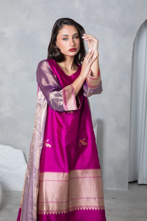 Magenta Tissue Kaftan - Image 5