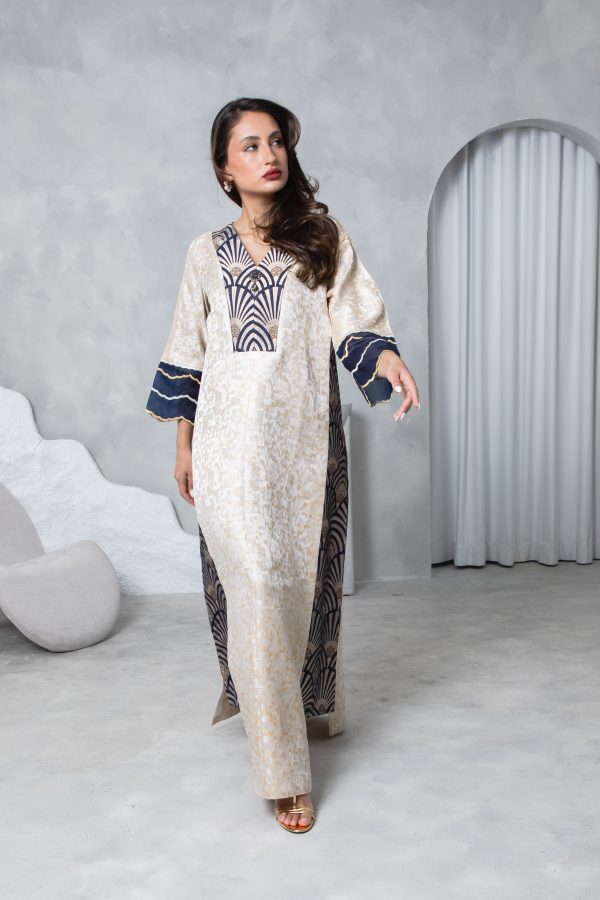 Blue Gold Brocade Kaftan - Image 3