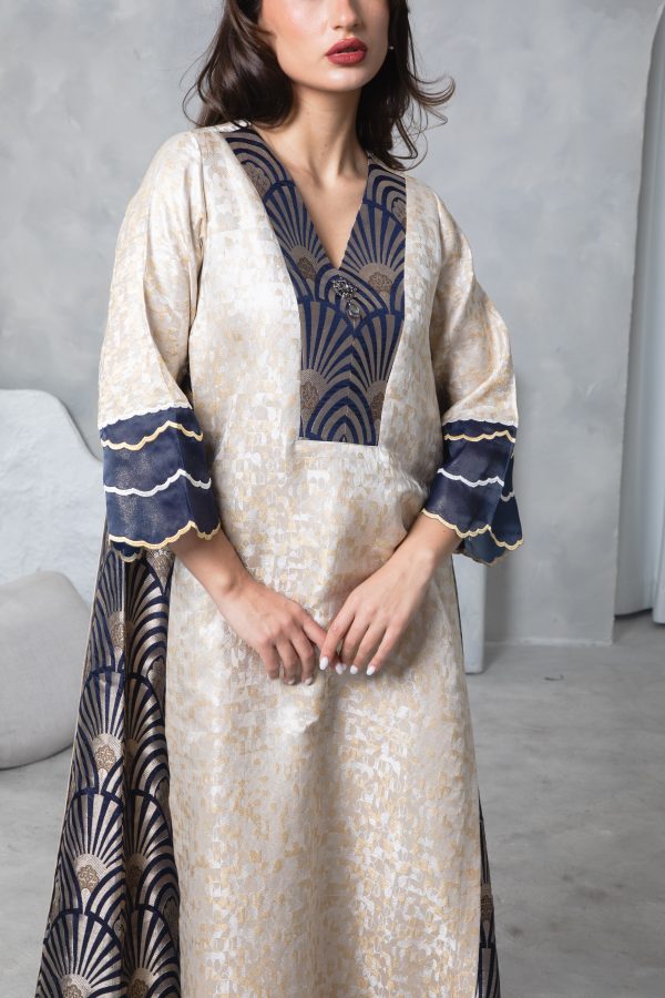 Blue Gold Brocade Kaftan - Image 14