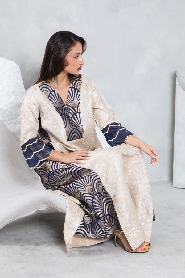 Blue Gold Brocade Kaftan - Image 9