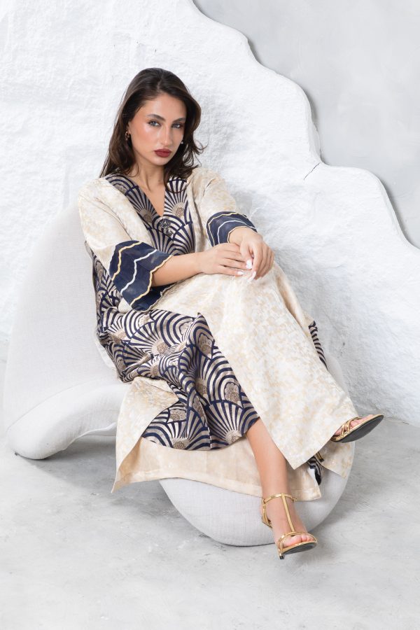 Blue Gold Brocade Kaftan - Image 2