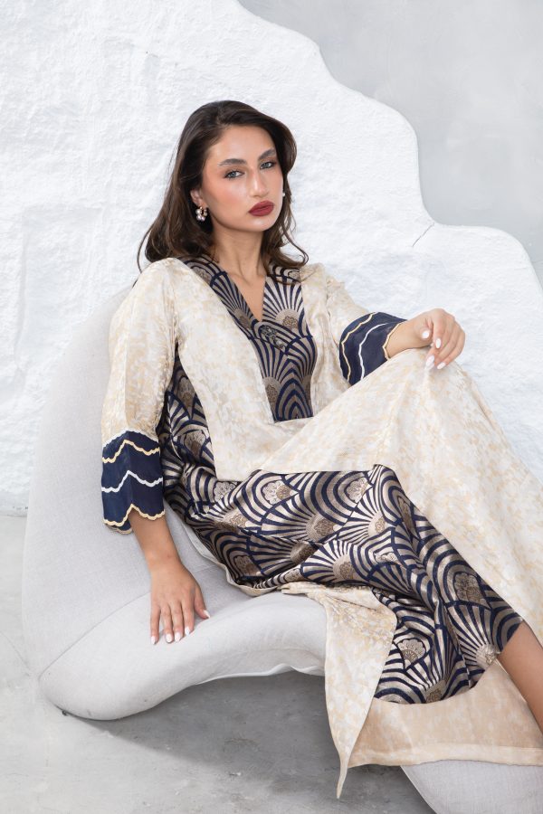 Blue Gold Brocade Kaftan - Image 8