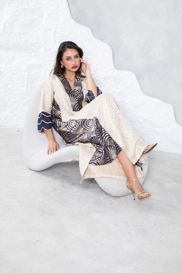 Blue Gold Brocade Kaftan - Image 7