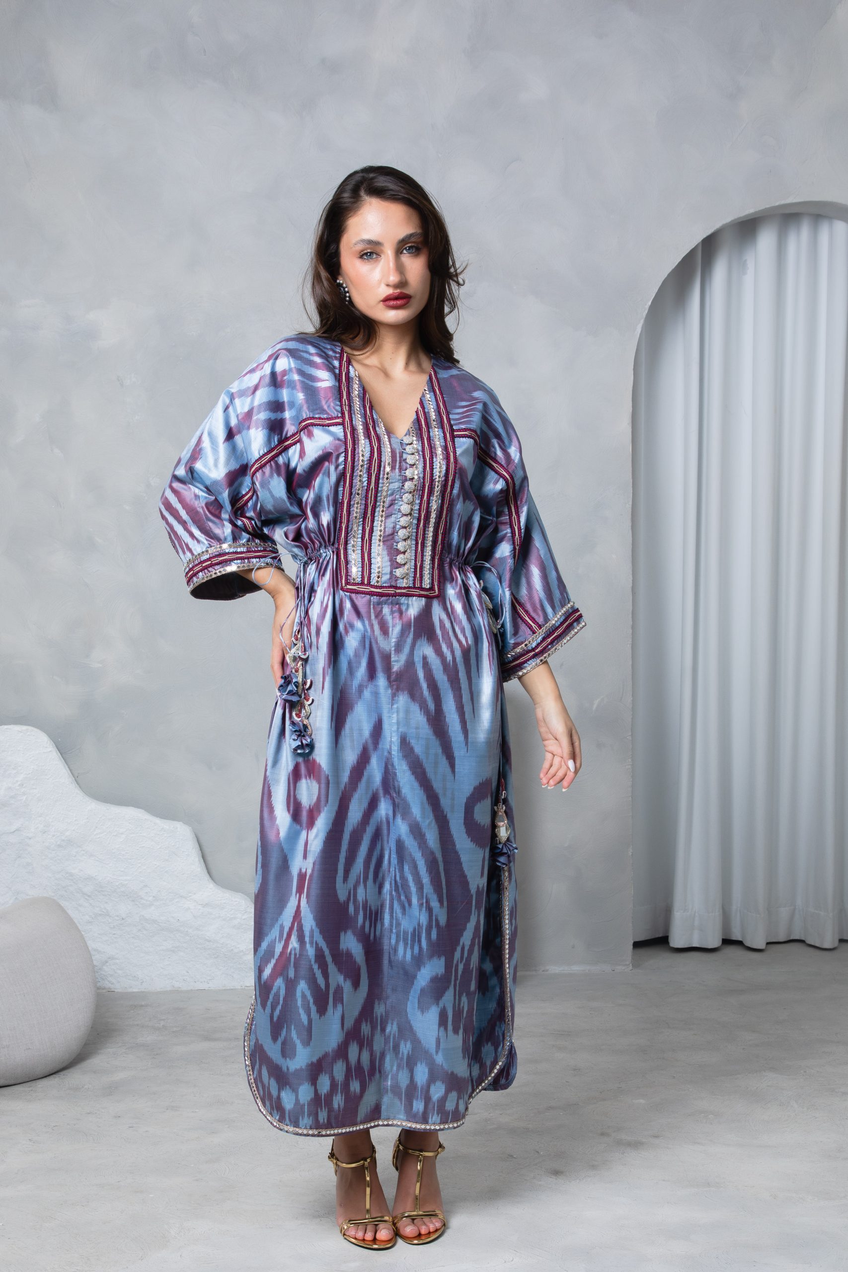Lilac Tie Up Kaftan - Image 14