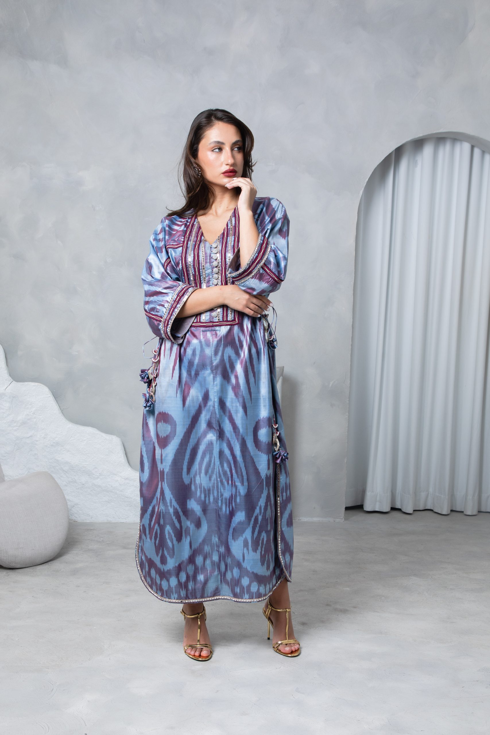 Lilac Tie Up Kaftan - Image 12