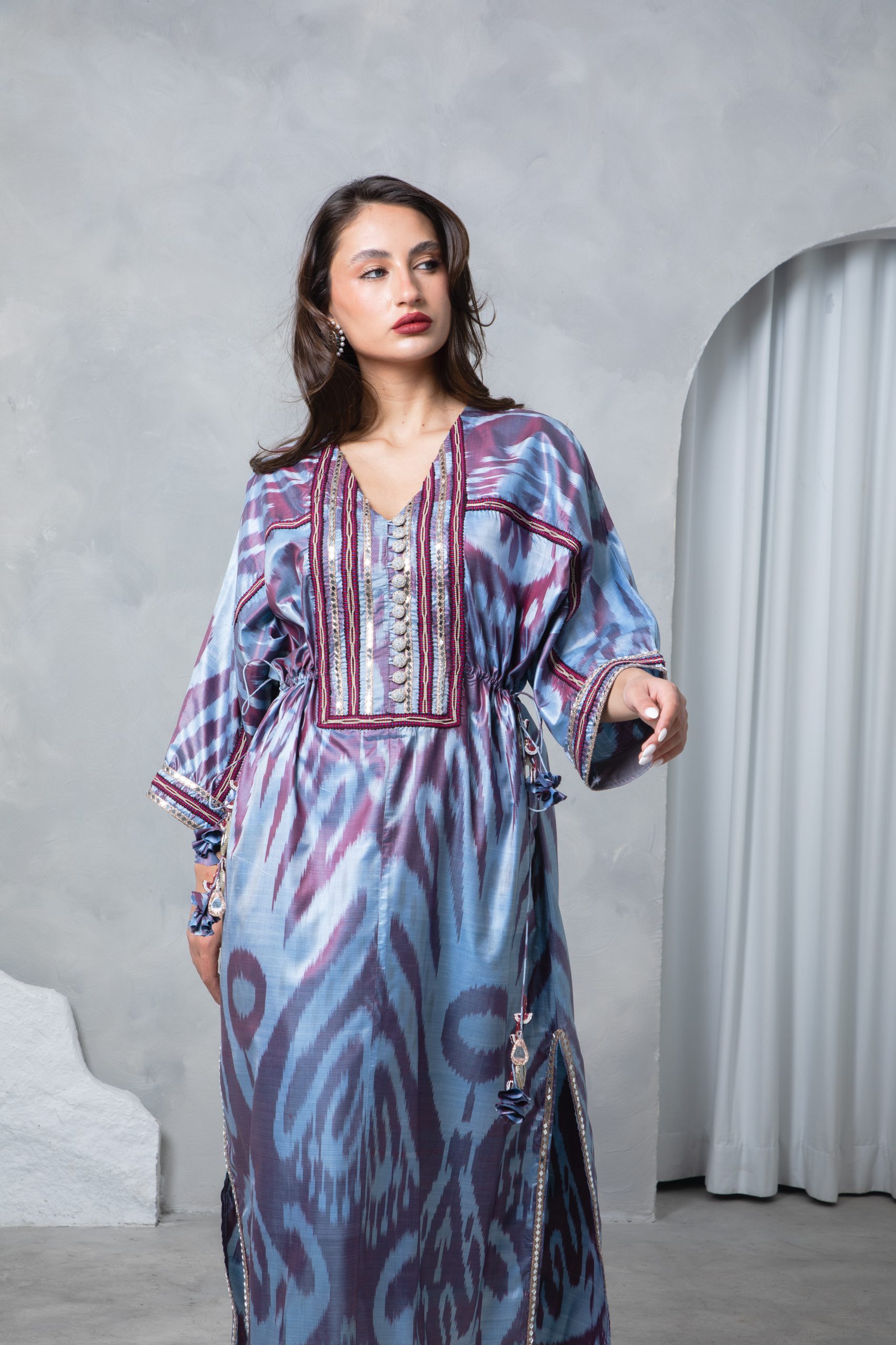 Lilac Tie Up Kaftan - Image 9